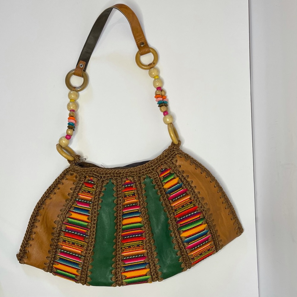 Multi colored ethnic/boho single strap purse